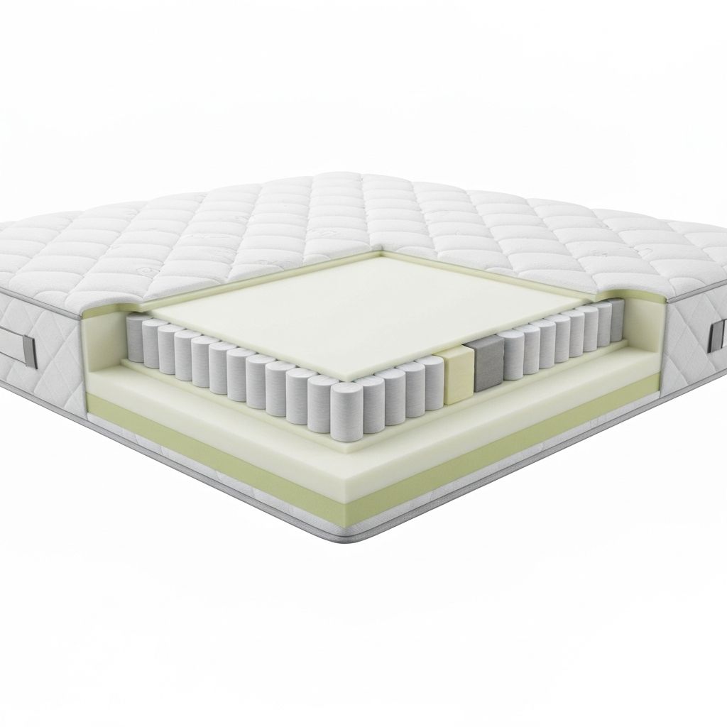 Zinus hybrid mattress cross-section showing pocket springs and foam layers
